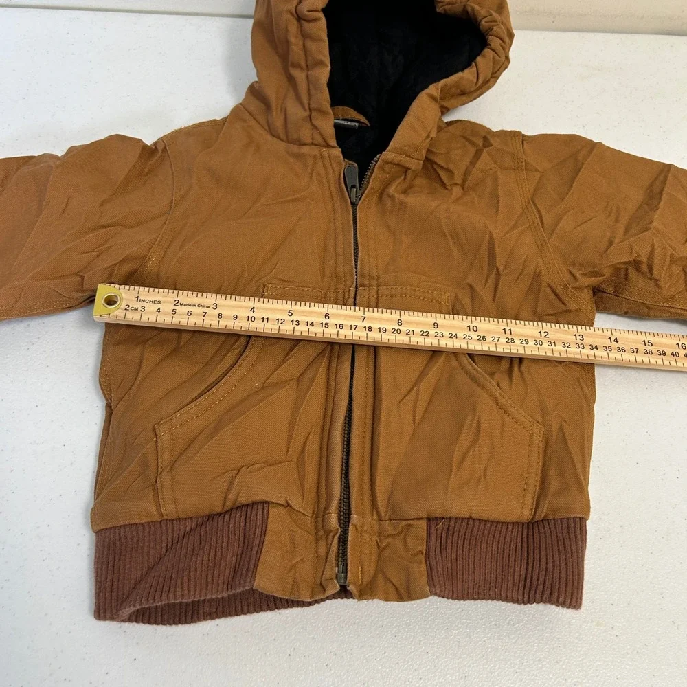Carhartt Toddler 2T Brown Cotton Duck Quilted Flannel Lined Active Jacket Hooded